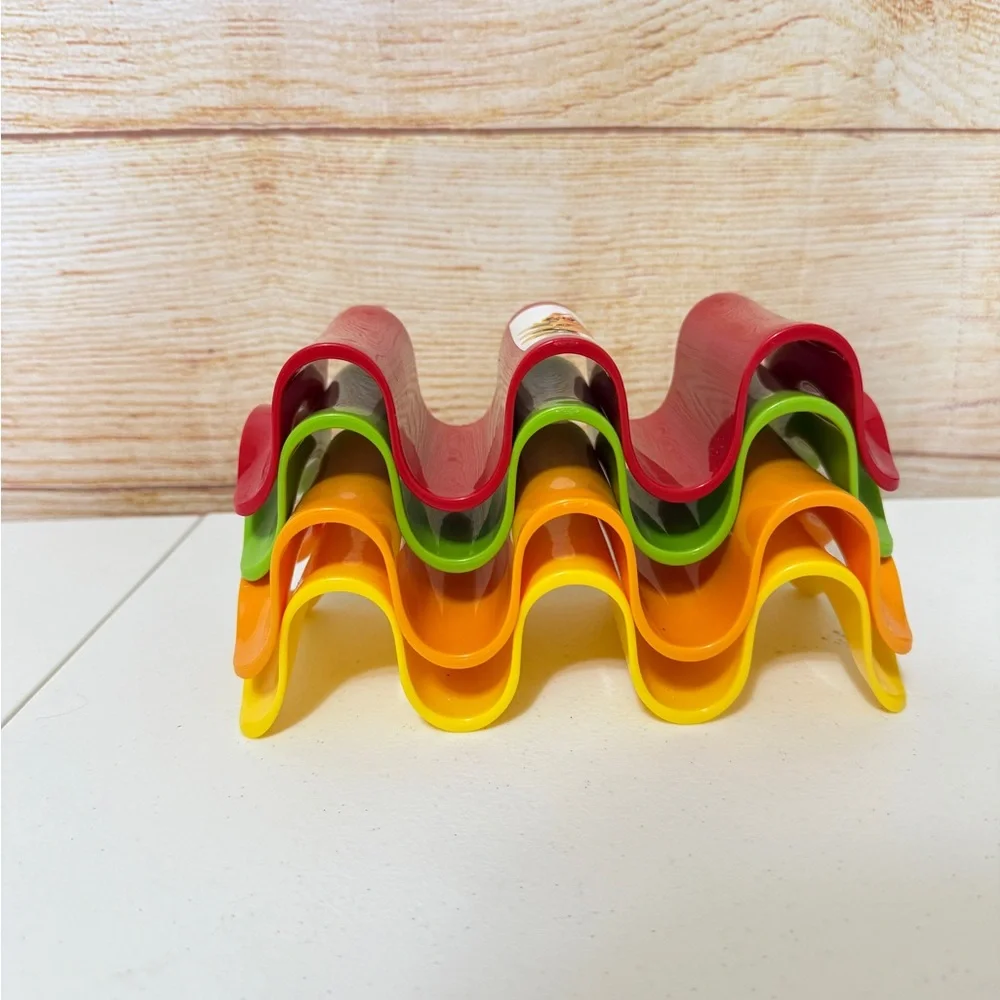 Set of 5 Taco‎ Holders Fiesta Colors Plastic Mexican Fiesta Party Kitchen